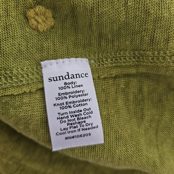 Sundance Women's XL Yellow Green Tank Top Boho Embroidery 100% Linen Summer - Picture 7 of 7